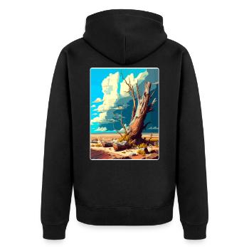 Petrified Forest Nationalpark Arizona Travel Card - Unisex Premium Bio Zip Hoodie - Schwarz - Hinten - Nico (187cm)