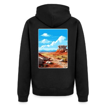 Petrified Forest Nationalpark Arizona Travel Card - Unisex Premium Bio Zip Hoodie - Schwarz - Hinten - Nico (187cm)