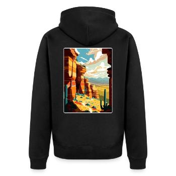 Affiche de voyage du parc national de Mesa Verde Colorado - Veste à capuche bio Premium Unisexe - noir - Dos - Nico (187cm)