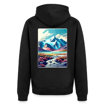 Wrangell St Elias Nationalpark Reiseposter WPA - Unisex Premium Bio Zip Hoodie - Schwarz - Hinten - Nico (187cm)