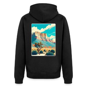 Guadalupe Mountains Nationalpark Reiseposter - Unisex Premium Bio Zip Hoodie - Schwarz - Hinten - Nico (187cm)