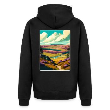 North York Moors National Park Travel Poster WPA - Unisex Premium Organic Zip Hoodie - black - Back - Nico (187cm)