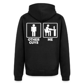 Software Ingenieur Strichfiguren - Unisex Premium Bio Zip Hoodie - Schwarz - Hinten - Nico (187cm)