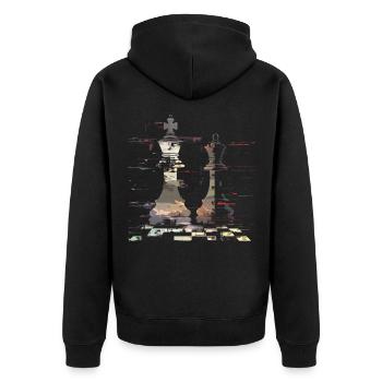 Chess Queen and King Graphic - Unisex Premium Organic Zip Hoodie - black - Back - Nico (187cm)