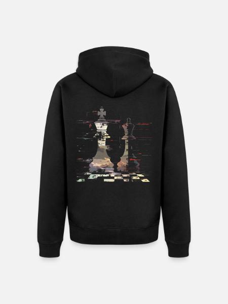 Chess Queen and King Graphic - Unisex Premium Organic Zip Hoodie - black