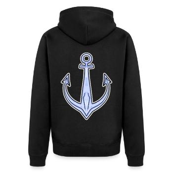 Anchor Symbol North Sea Boat - Unisex Premium Organic Zip Hoodie - black - Back - Nico (187cm)