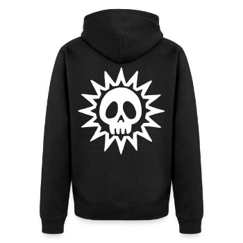 Tête de mort et soleil blanc - Veste à capuche bio Premium Unisexe - noir - Dos - Nico (187cm)