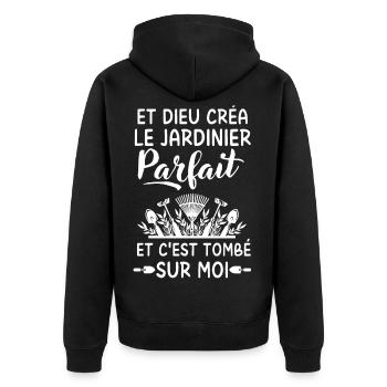 Humour jardinage jardin jardiner - Veste à capuche bio Premium Unisexe - noir - Dos - Nico (187cm)