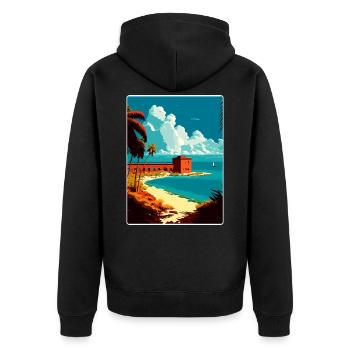 Affiche de voyage souvenir du parc national de Tortugas sèche - Veste à capuche bio Premium Unisexe - noir - Dos - Nico (187cm)