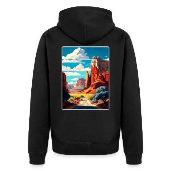 Capitol Reef Nationalpark Reiseposter Souvenir - Unisex Premium Bio Zip Hoodie - Schwarz - Hinten - Nico (187cm)