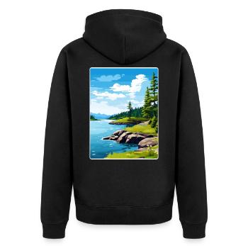 Isle Royale Nationalpark Reiseposter Souvenir - Unisex Premium Bio Zip Hoodie - Schwarz - Hinten - Nico (187cm)