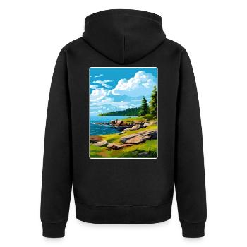 Isle Royale Nationalpark Reiseposter Souvenir - Unisex Premium Bio Zip Hoodie - Schwarz - Hinten - Nico (187cm)