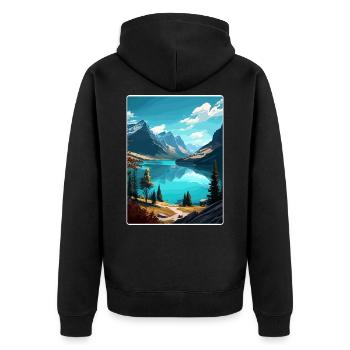 Gletscher-Nationalpark Reiseposter Souvenir WPA - Unisex Premium Bio Zip Hoodie - Schwarz - Hinten - Nico (187cm)