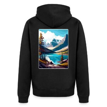 Gletscher-Nationalpark Reiseposter Souvenir WPA - Unisex Premium Bio Zip Hoodie - Schwarz - Hinten - Nico (187cm)