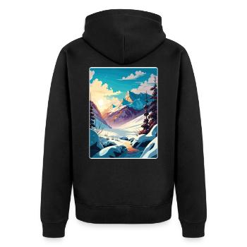 Les Arcs Skigebiet Schnee Frankreich Reiseplakat WPA - Unisex Premium Bio Zip Hoodie - Schwarz - Hinten - Nico (187cm)