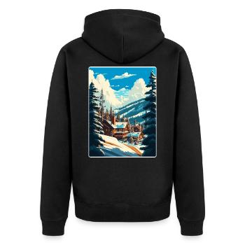 Vail Ski Resort Skifahren Reise Poster Souvenir WPA - Unisex Premium Bio Zip Hoodie - Schwarz - Hinten - Nico (187cm)