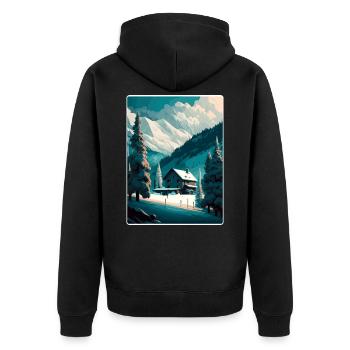 St Anton Ski Skifahren Vintage Reise Poster Souvenir - Unisex Premium Bio Zip Hoodie - Schwarz - Hinten - Nico (187cm)