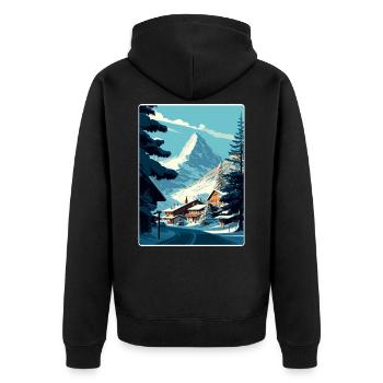 Zermatt Ski Ski Affiche de voyage Peinture souvenir WP - Veste à capuche bio Premium Unisexe - noir - Dos - Nico (187cm)