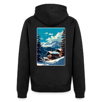 Verbier Ski Ski Voyage Affiche Peinture Souvenir WP - Veste à capuche bio Premium Unisexe - noir - Dos - Nico (187cm)