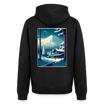 Niseko Ski Skifahren Reise Poster Souvenir Farbe WPA - Unisex Premium Bio Zip Hoodie - Schwarz - Hinten - Nico (187cm)
