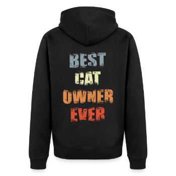 Best Cat Owner Ever - Unisex Premium Organic Zip Hoodie - black - Back - Nico (187cm)