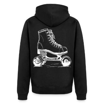 Roller Skates Drawing - Unisex Premium Organic Zip Hoodie - black - Back - Nico (187cm)