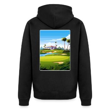 Riviera Country Club Golf Voyage Poster Souvenir - Veste à capuche bio Premium Unisexe - noir - Dos - Nico (187cm)