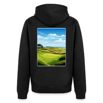 Bandon Dunes Golf Resort Reiseposter Souvenir - Unisex Premium Bio Zip Hoodie - Schwarz - Hinten - Nico (187cm)