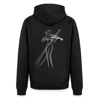 Geigenspielerin Skizze - Unisex Premium Bio Zip Hoodie - Schwarz - Hinten - Nico (187cm)