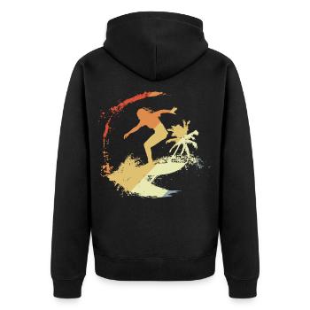 Surfer 80s - Unisex Premium Organic Zip Hoodie - black - Back - Nico (187cm)