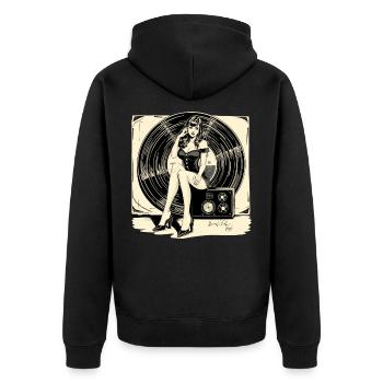 Disque vinyle musique femme cadeau - Veste à capuche bio Premium Unisexe - noir - Dos - Nico (187cm)