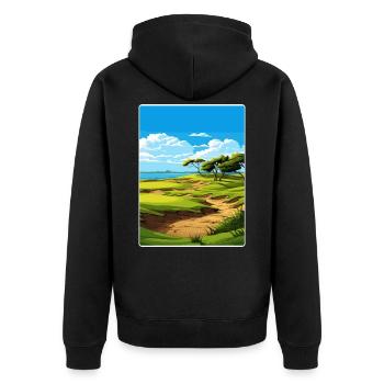 Affiche de voyage du parcours de golf de Sea Island Souvenir WPA - Veste à capuche bio Premium Unisexe - noir - Dos - Nico (187cm)