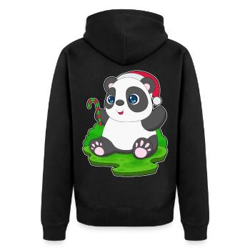 Panda Christmas Candy Cane - Unisex Premium Organic Zip Hoodie - black - Back - Nico (187cm)