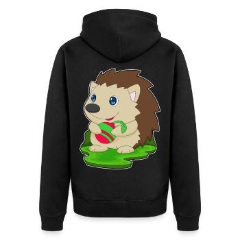 Porcupine Christmas Bauble - Unisex Premium Organic Zip Hoodie - black - Back - Nico (187cm)