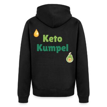 Keto Kumpel - Unisex Premium Bio Zip Hoodie - Schwarz - Hinten - Nico (187cm)