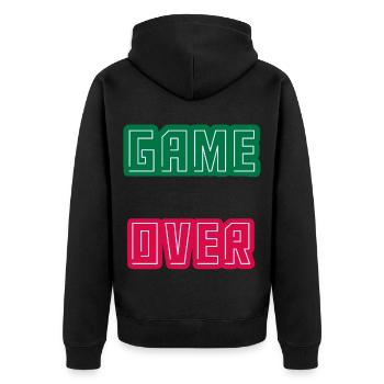 Game Over, Completion Level Unlocked - Unisex Premium Organic Zip Hoodie - black - Back - Nico (187cm)