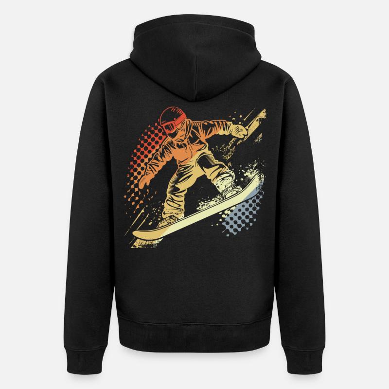 Snowboarder Graphique Rétro - Veste à capuche bio Premium Unisexe - noir