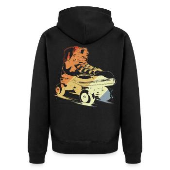 Retro Roller Skates Drawing - Unisex Premium Organic Zip Hoodie - black - Back - Nico (187cm)