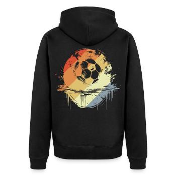 Retro Fußball Grafik - Unisex Premium Bio Zip Hoodie - Schwarz - Hinten - Nico (187cm)