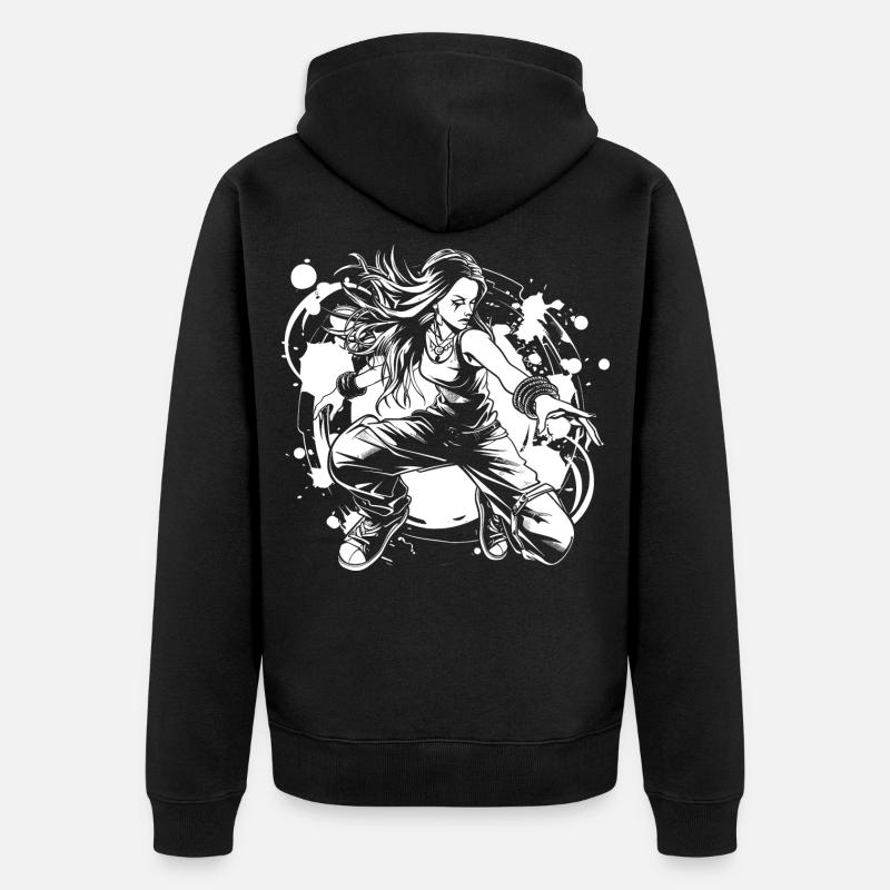 Breakdancer Mädchen - Unisex Premium Bio Zip Hoodie - Schwarz