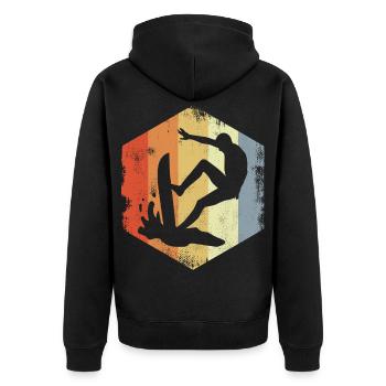 Vintage Surfing - Unisex Premium Organic Zip Hoodie - black - Back - Nico (187cm)