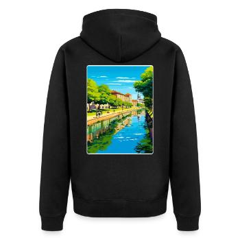 Padua Palermo Town Italy Travel Poster Souvenir - Unisex Premium Organic Zip Hoodie - black - Back - Nico (187cm)