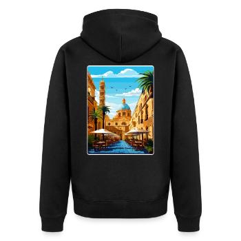 Palermo Sicily Town Italy Travel Poster Souvenir - Unisex Premium Organic Zip Hoodie - black - Back - Nico (187cm)