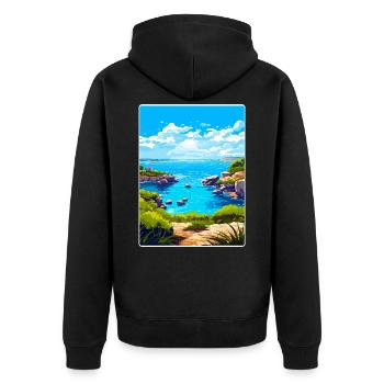Sardaigne Italie Affiche de voyage Peinture souvenir WPA - Veste à capuche bio Premium Unisexe - noir - Dos - Nico (187cm)