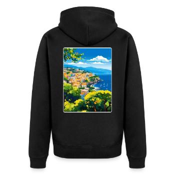 Sorrente Italie Voyage Affiche Souvenir Peinture WPA - Veste à capuche bio Premium Unisexe - noir - Dos - Nico (187cm)