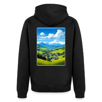 La Savoie Frankreich Reise Poster Souvenir Farbe WPA - Unisex Premium Bio Zip Hoodie - Schwarz - Hinten - Nico (187cm)
