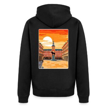 Madrid Espagne Affiche de voyage Souvenir Carte Postale Peinture - Veste à capuche bio Premium Unisexe - noir - Dos - Nico (187cm)