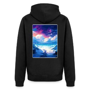 Nordlichter Aurora Borealis Island Reisen WPA - Unisex Premium Bio Zip Hoodie - Schwarz - Hinten - Nico (187cm)