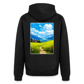 La Savoie Frankreich Reise Poster Souvenir Farbe WPA - Unisex Premium Bio Zip Hoodie - Schwarz - Hinten - Nico (187cm)