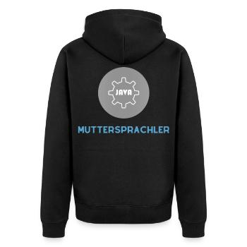 Locuteur natif : JavaScript Edition - Veste à capuche bio Premium Unisexe - noir - Dos - Nico (187cm)